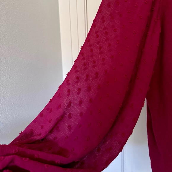 CeCe Cotton Sweater Long Chiffon Swiss Dot Sleeves - Picture 4 of 6